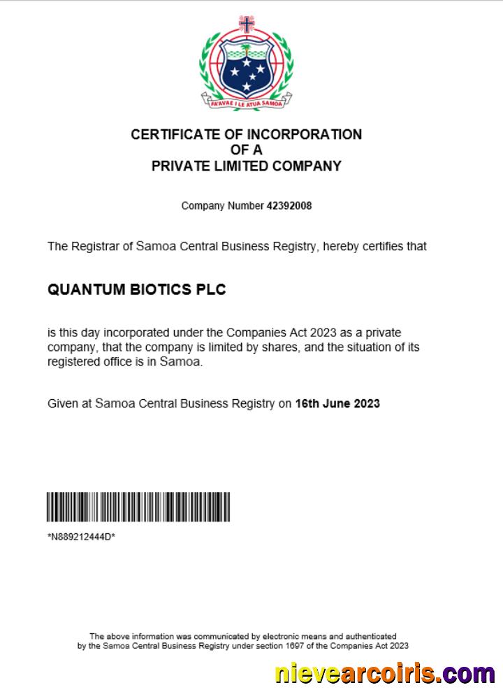 Samoa business registration certificate